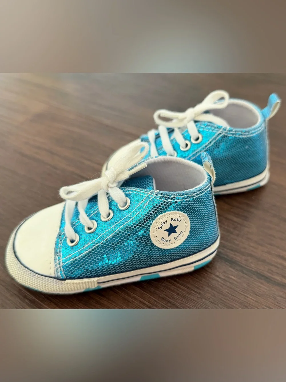 Blue Glitter Kids Sneakers